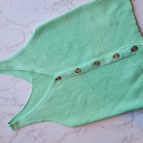 LOFT Lime Green Sherbert Button Down Vest Tank S - Picture 1 of 6